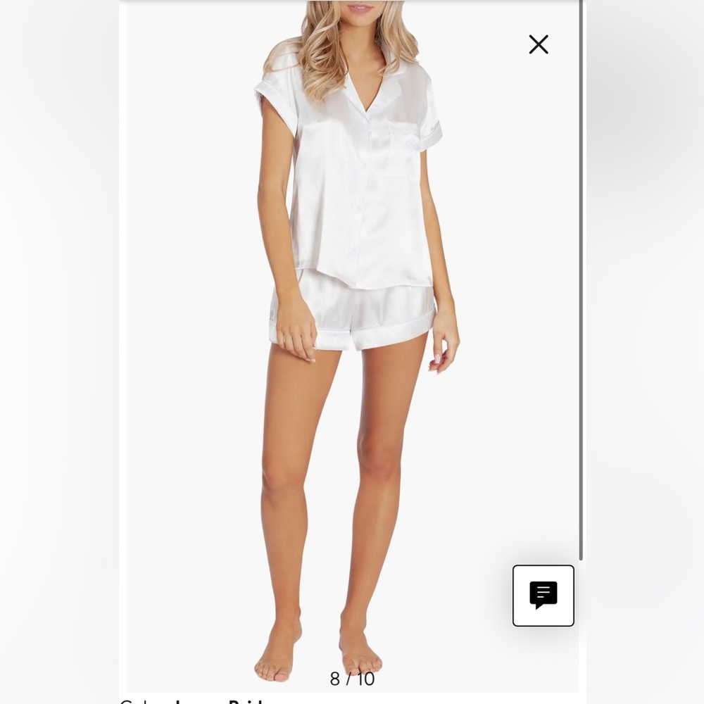 In Bloom White Satin Short Pajama Set
